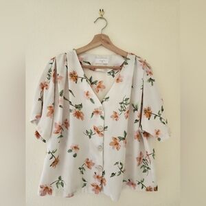 Elodie Floral Blouse - Cream With Pastel Floral Pattern